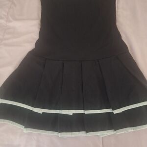 SHEIN Black Pleated Mini Skirt with White Trim Size Xs.